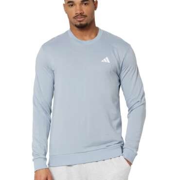 adidas Men's Cotton Blend Crew Neck Regular Sweatshirt (JE9380_LGTGRE, Large, Green