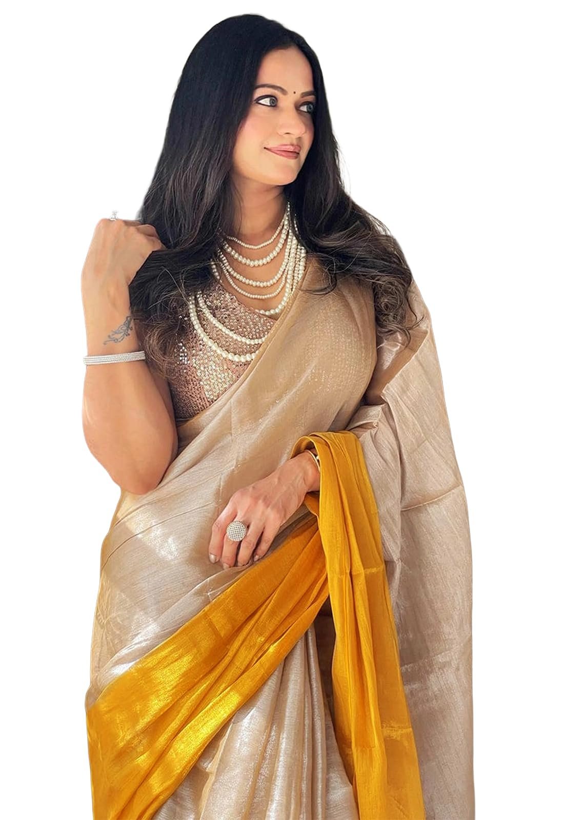 Yashika Women Chanderi Silk Solid Saree With Unstitched Blouse Piece |saree for Women | New Sari | Latest Saree_AZ-YS-OG2-VEDASHRI YELLOW