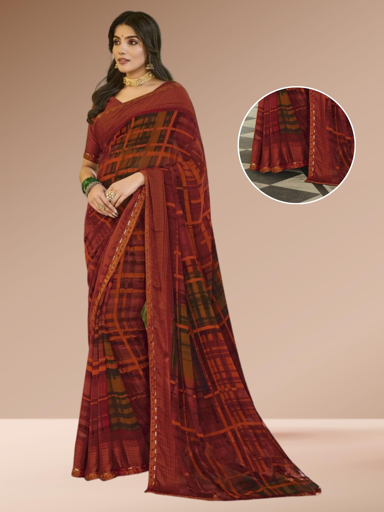 Laxmipati Sarees Multicolor Georgette Printed Saree for Women With Unstitched Blouse Piece | Weddings, Festivals Look Saree With Fancy Blouse Piece - Image 2