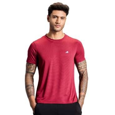 Boldfit Gym T Shirt for Men Round Neck Active Tshirt for Men Quick Dry Active Wear T Shirts for Man Dry Fit t Shirts for Men for Gym & Sports Wear Anti Odor Training Tshirt for Men - Red - M