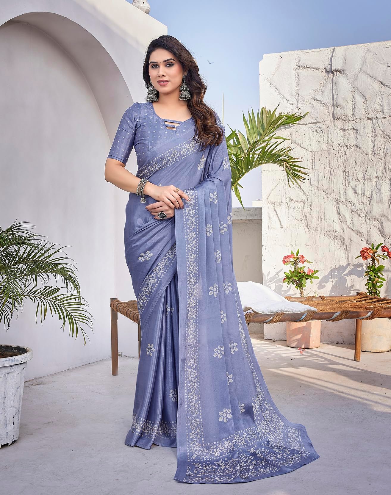 Yashika Women's Elegant Chiffon Saree with Blouse Material - Embrace Trendy Style and Timeless Elegance in this Exquisite Attire (AZ-YS-P1-UTISHA GREY) - Image 7