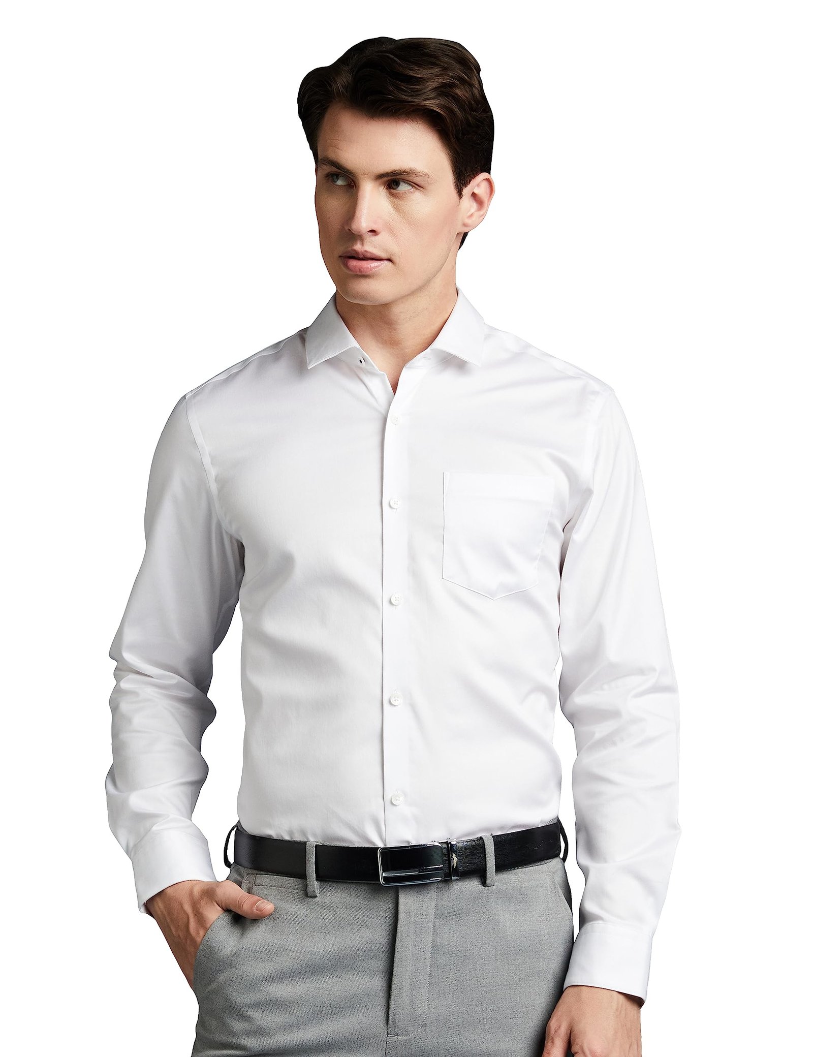 Symbol Premium Men's Wrinkle-Resistant Regular Fit Cotton Formal Shirt (SS23-SMP-FS-01_White_42)