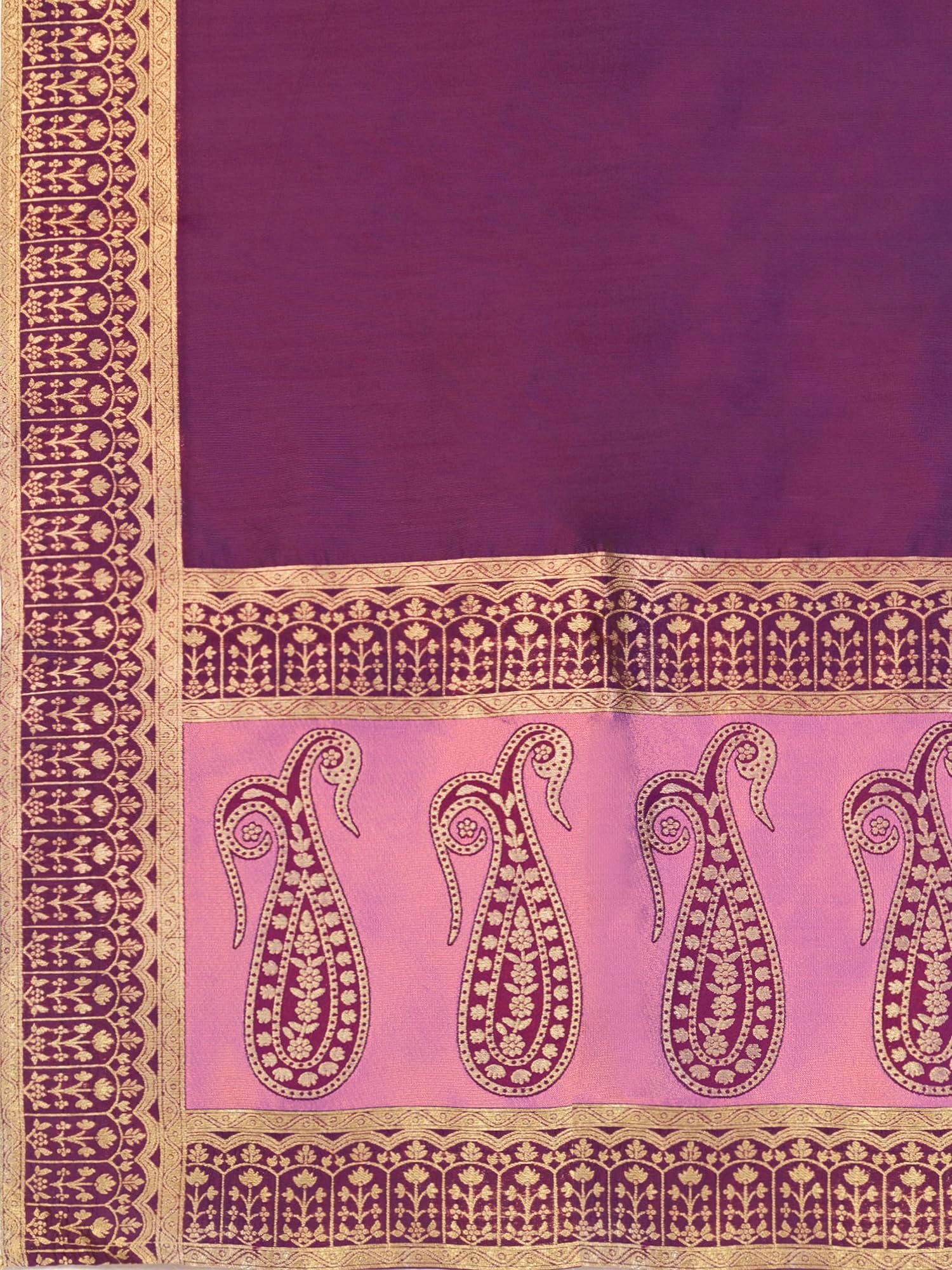 PURVAJA Women's Kanjiwaram Semi-Stitched Lehenga choli (Nadira-Purple_Free Size) - Image 2