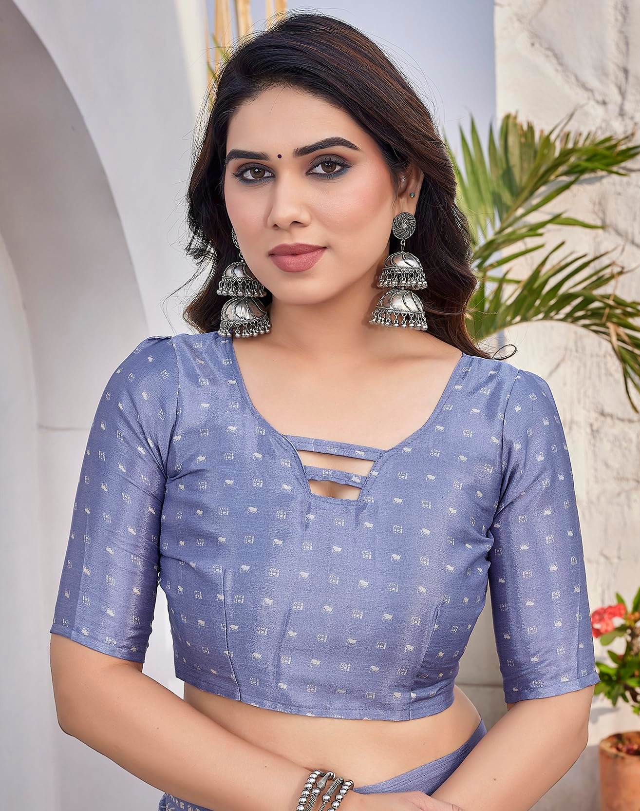 Yashika Women's Elegant Chiffon Saree with Blouse Material - Embrace Trendy Style and Timeless Elegance in this Exquisite Attire (AZ-YS-P1-UTISHA GREY) - Image 8