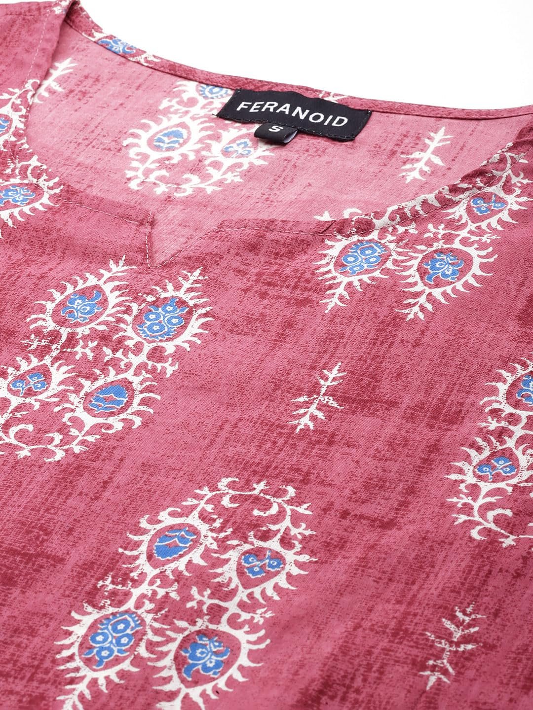 feranoid 3/4 Sleeve Round Neck Vcut top Magenta - Image 5