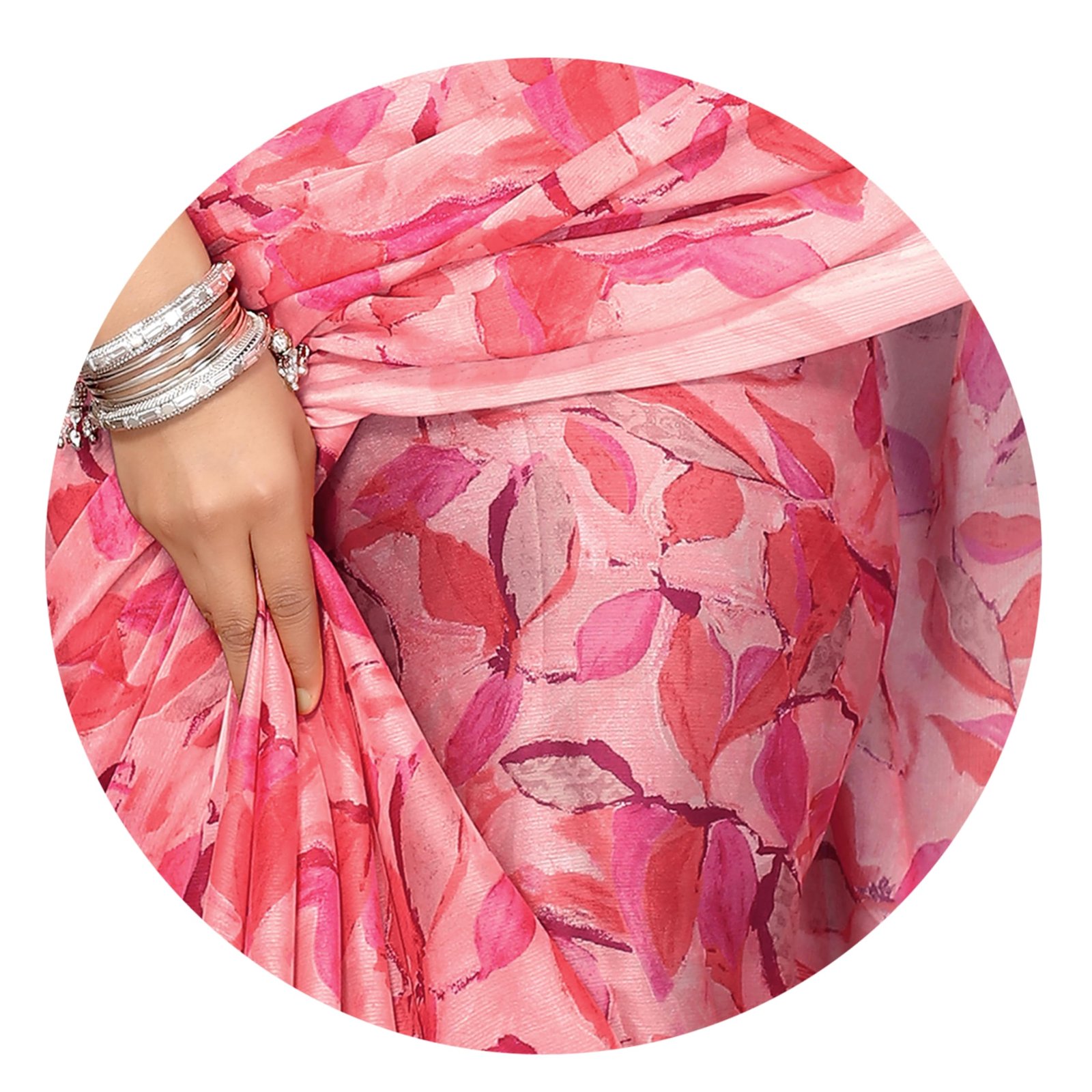 MIRCHI FASHION Chiffon Georgette Floral Printed Sarees for Women with Blouse Piece (40708-Peach) - Image 6