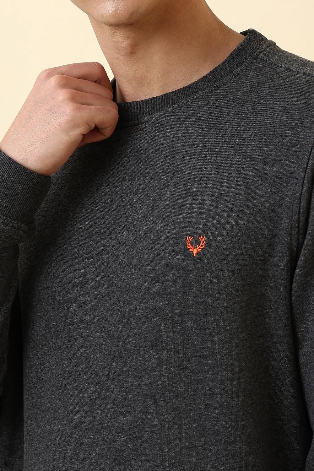 Allen Solly Men's Crew Neck Sweatshirt (ASSTQRGFE78264_DARK GRAY_XL) - Image 3