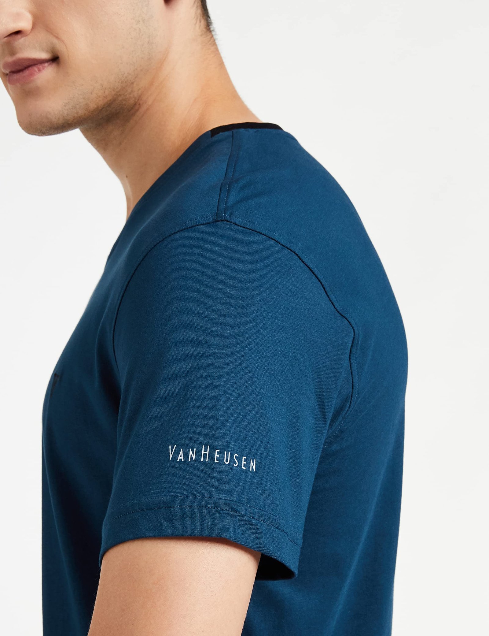 Van Heusen Athleisure Men T-Shirt - Cotton Rich - Smart Tech, Easy Stain Release, Anti Stat, Ultra Soft, Quick Dry_60001_Deep Sea_M - Image 5