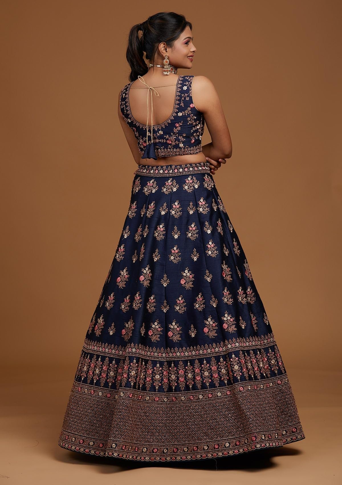Aika Creation Women's Velvet Embroidered Semi-Stitched Lehenga Choli DELI LH NAVY - Image 8