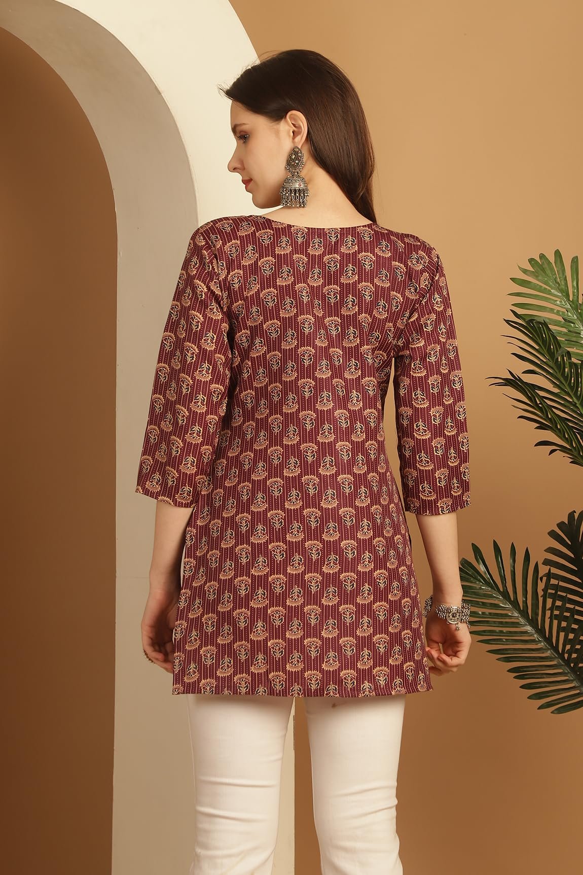Rajnandini Women's Cotton Foil Printed Relaxed Fit Tunic Shirt (Joplst703-Xxl_Wine_Xxl) - Image 8