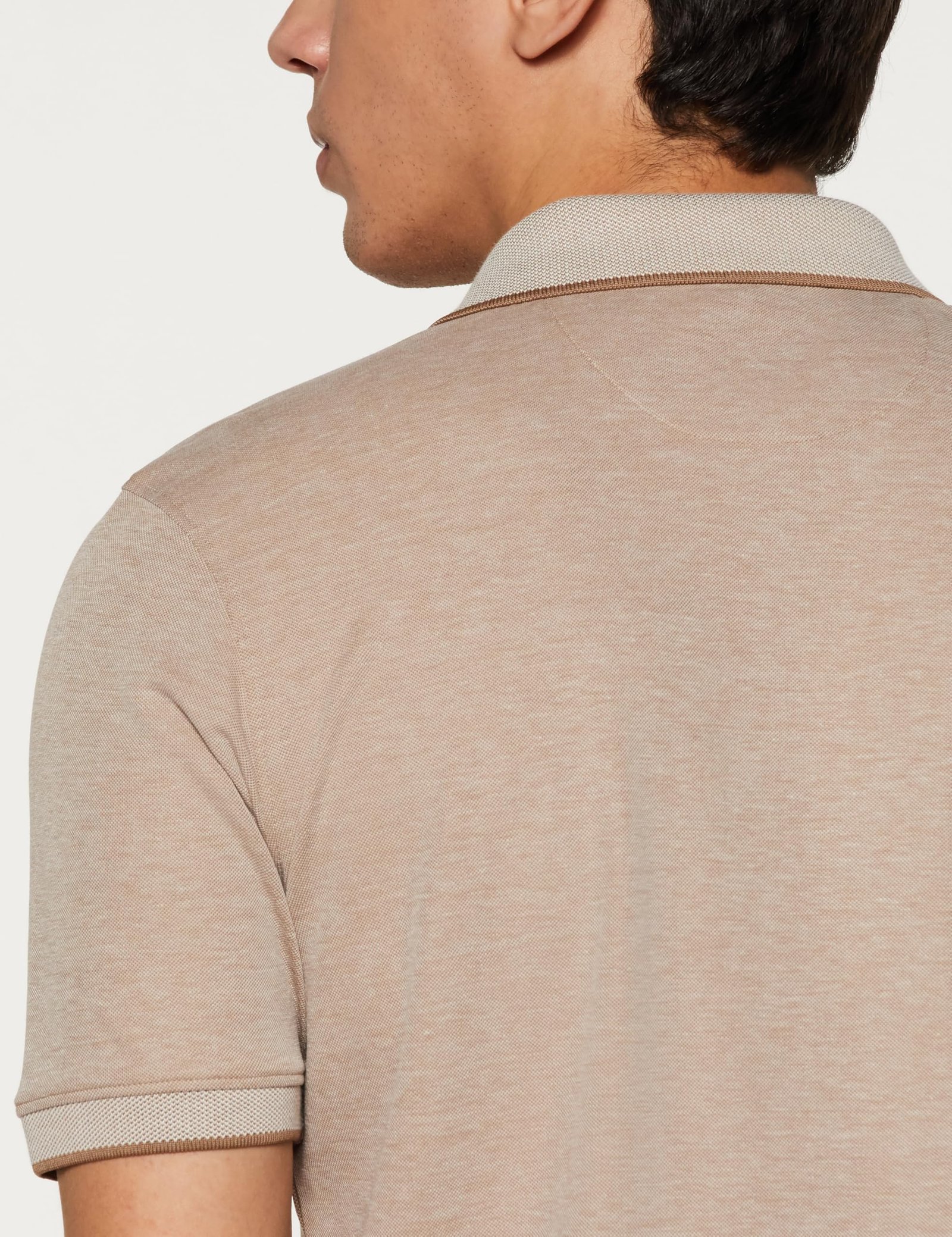 Peter England Men's Premium Branded Regular Fit Half Sleeve Polo T-Shirt with Pocket | Cotton Rich | Birds Eye Interlock Weave Beige - Image 9