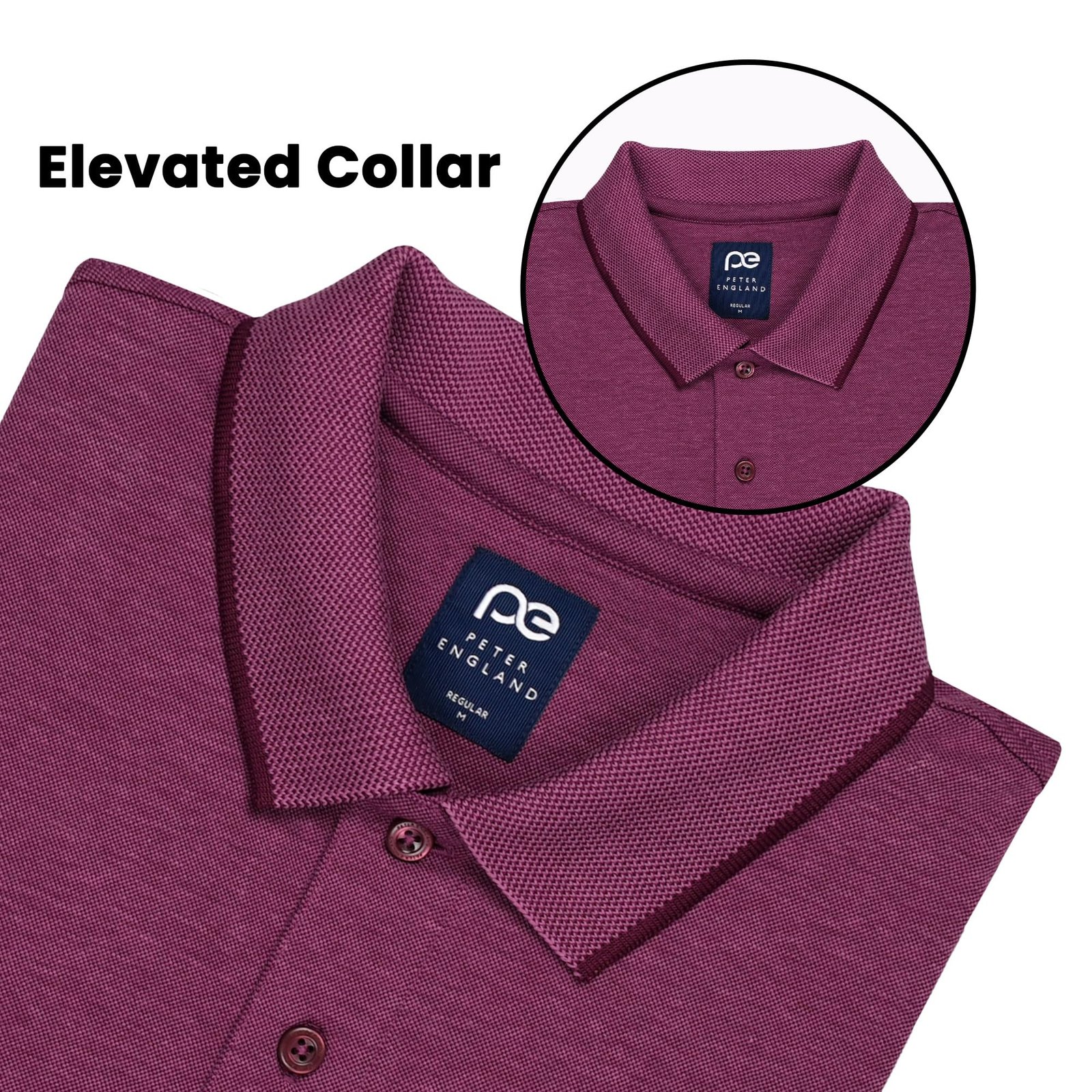 Peter England Men's Premium Branded Regular Fit Half Sleeve Polo T-Shirt with Pocket | Cotton Rich | Birds Eye Interlock Weave Magenta - Image 6