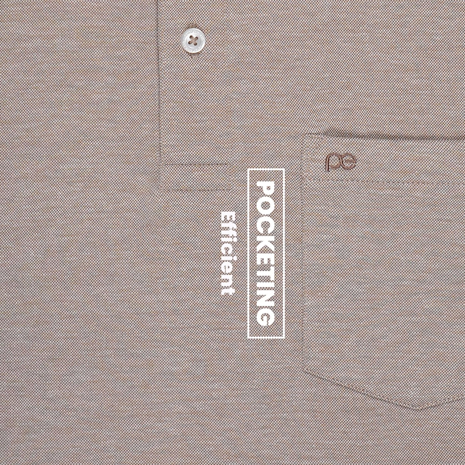 Peter England Men's Premium Branded Regular Fit Half Sleeve Polo T-Shirt with Pocket | Cotton Rich | Birds Eye Interlock Weave Beige - Image 4