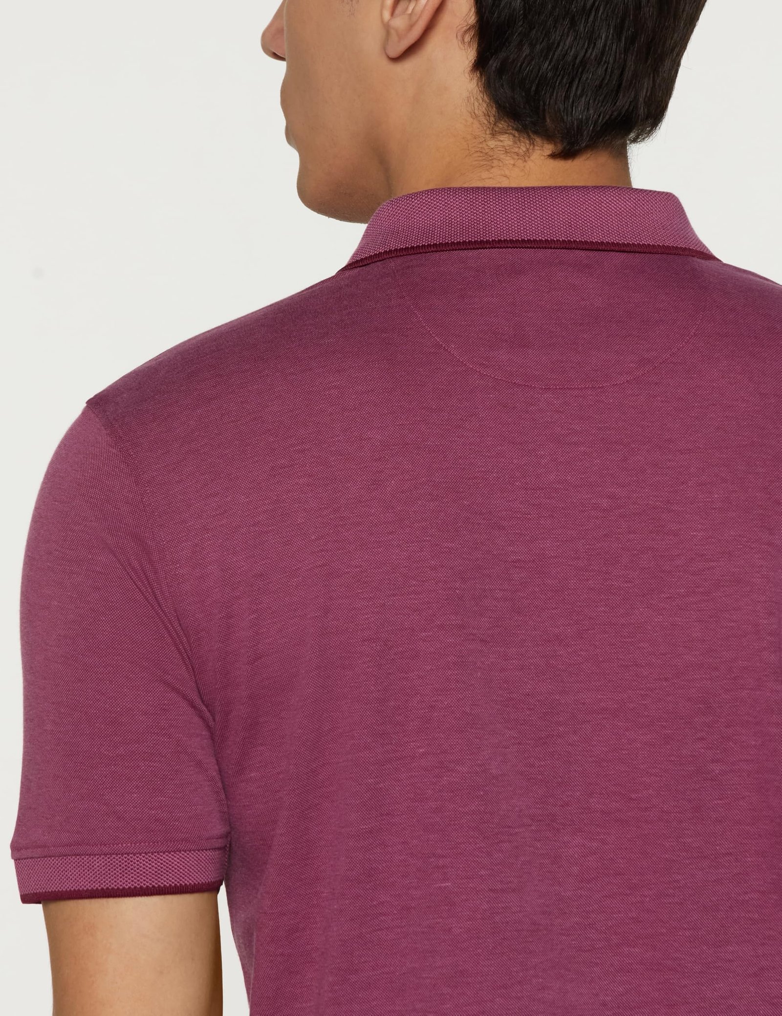 Peter England Men's Premium Branded Regular Fit Half Sleeve Polo T-Shirt with Pocket | Cotton Rich | Birds Eye Interlock Weave Magenta - Image 9
