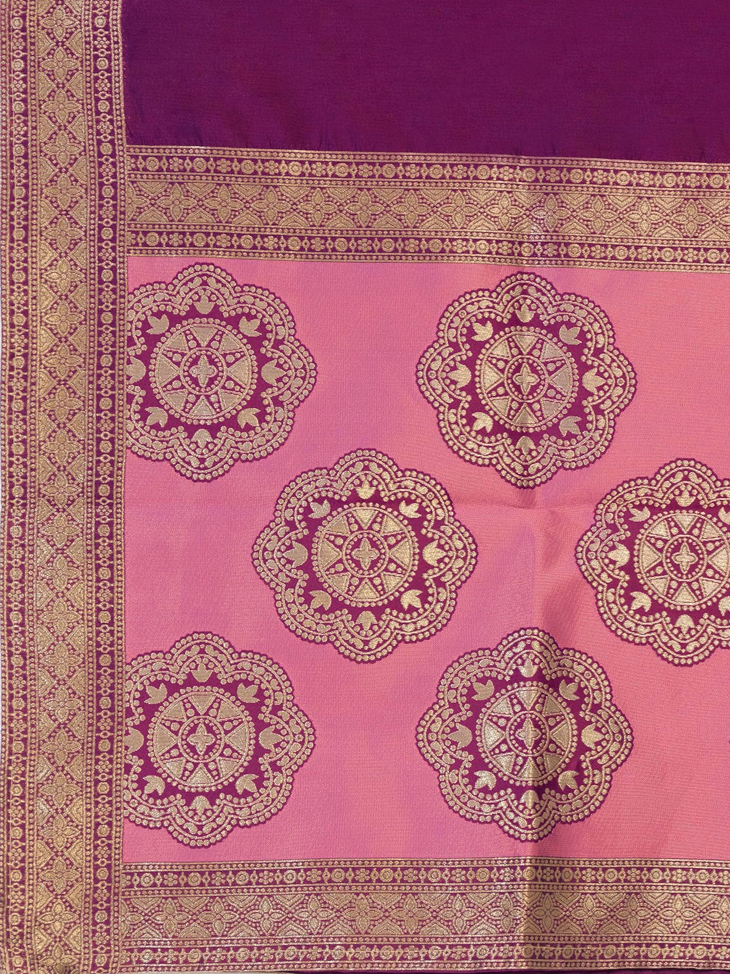 PURVAJA Women's Kanjiwaram Semi-Stitched Lehenga choli (Bahaar-Pink_Free Size) - Image 2