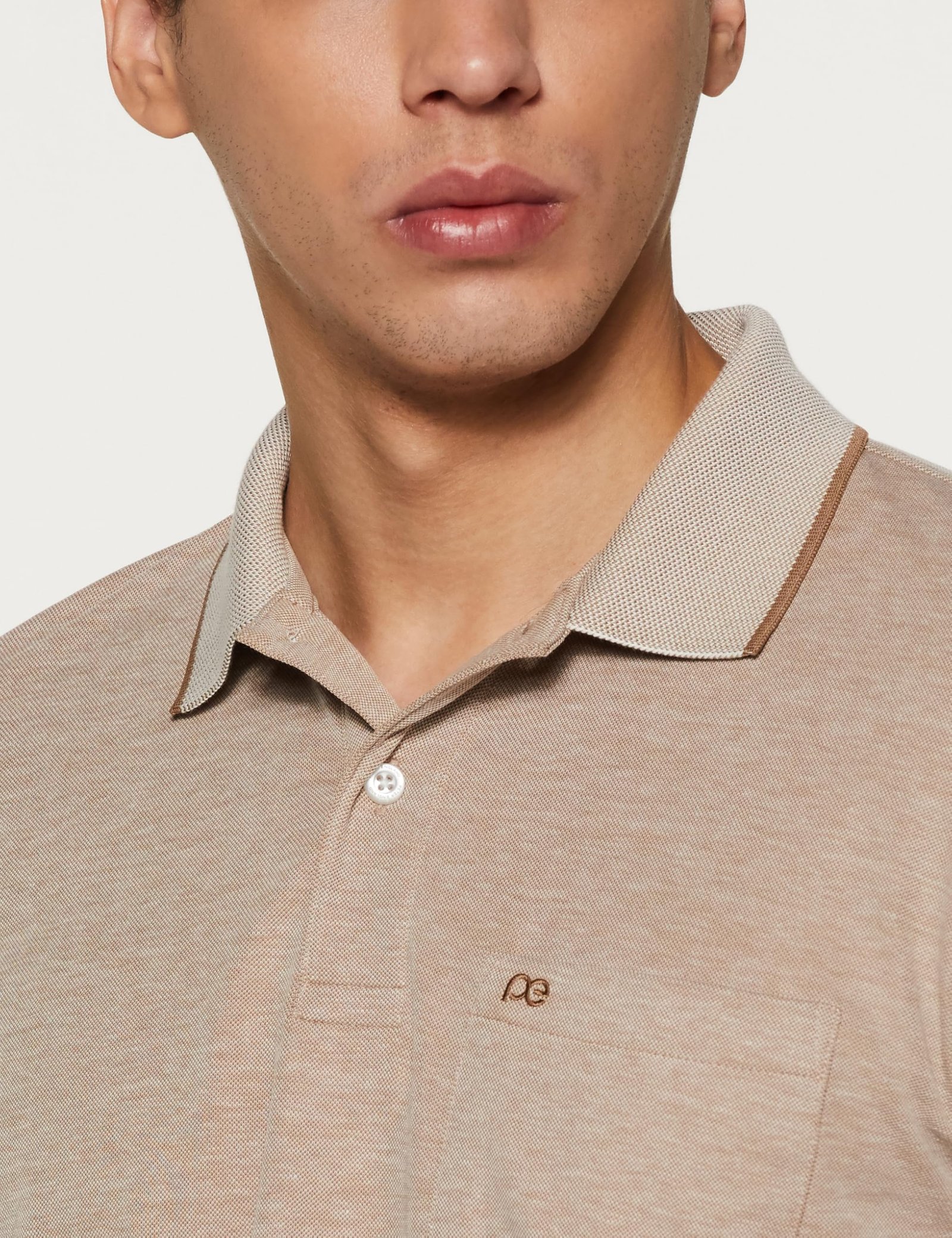 Peter England Men's Premium Branded Regular Fit Half Sleeve Polo T-Shirt with Pocket | Cotton Rich | Birds Eye Interlock Weave Beige - Image 10