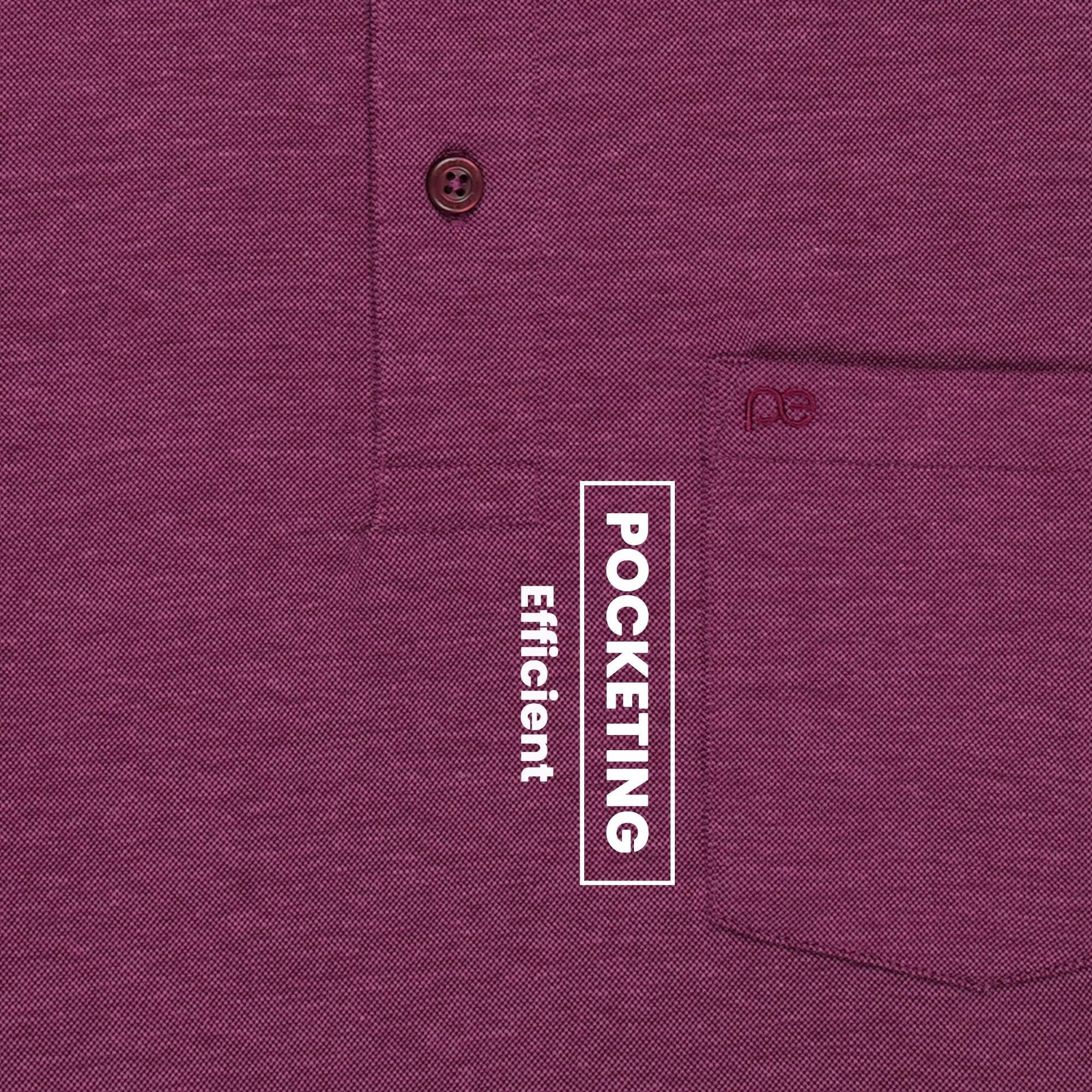 Peter England Men's Premium Branded Regular Fit Half Sleeve Polo T-Shirt with Pocket | Cotton Rich | Birds Eye Interlock Weave Magenta - Image 4