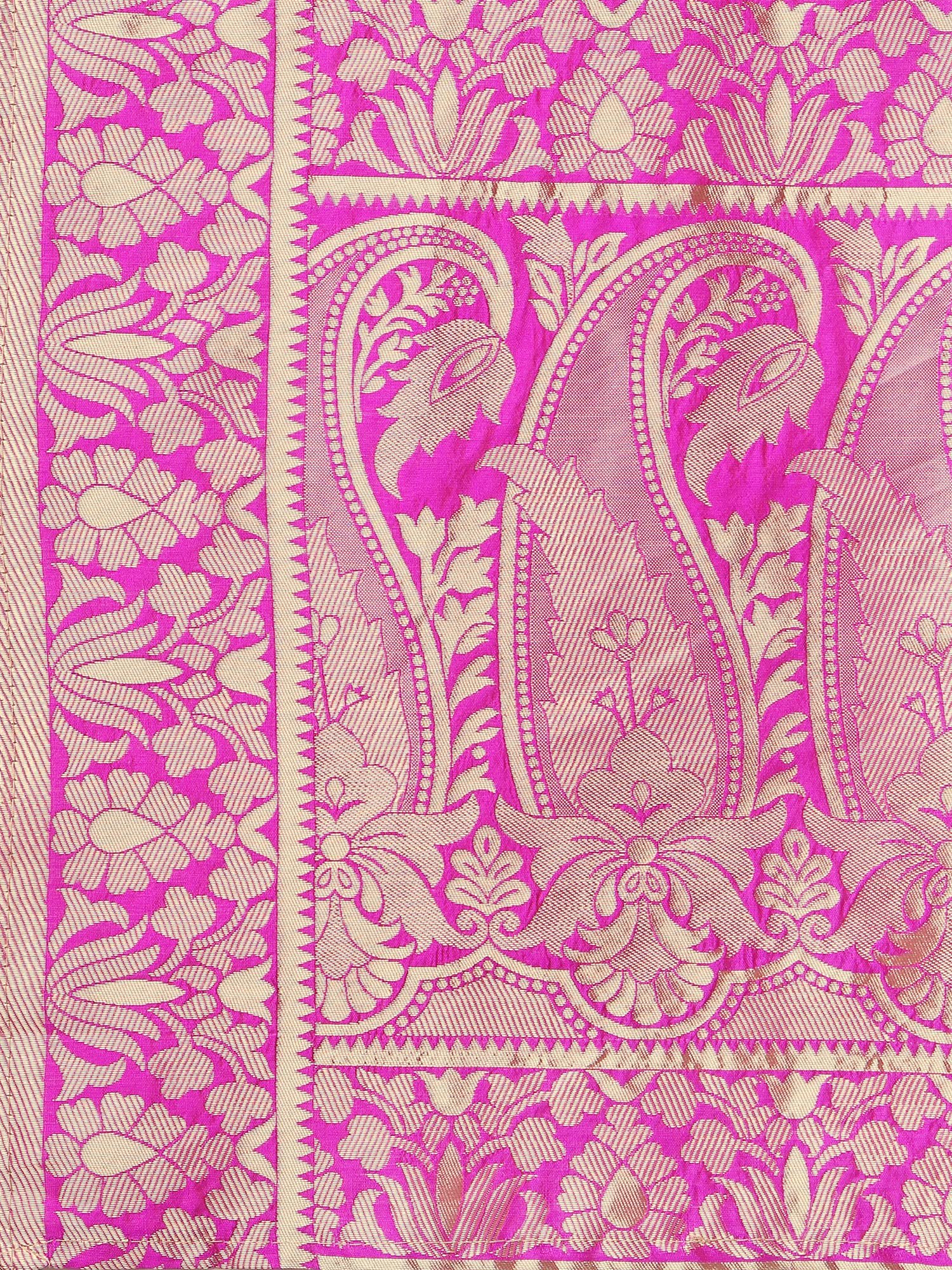 PURVAJA Women's Jacquard Semi-Stitched Lehenga choli (Lihaaz-Wine_Wine_Free Size) - Image 2