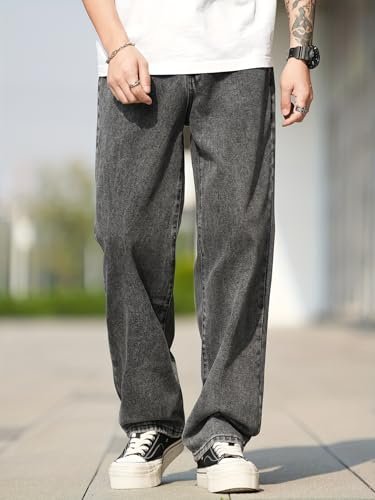 URBAN POCKETS Jeans for Men | Denim Jeans | Relaxed Fit | Baggy Style | Wide Leg | Streetwear | Casual Wear | Everyday Comfort (Black-Baggy-Jeans-U21-30) - Image 10