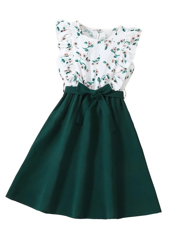 Niren Enterprise Hulk Frock with Beautiful Floral Print Baby Girl Dress (Green Hulk Frock, 9-10 Years)