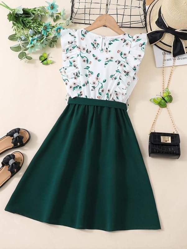 Niren Enterprise Hulk Frock with Beautiful Floral Print Baby Girl Dress (Green Hulk Frock, 9-10 Years) - Image 6