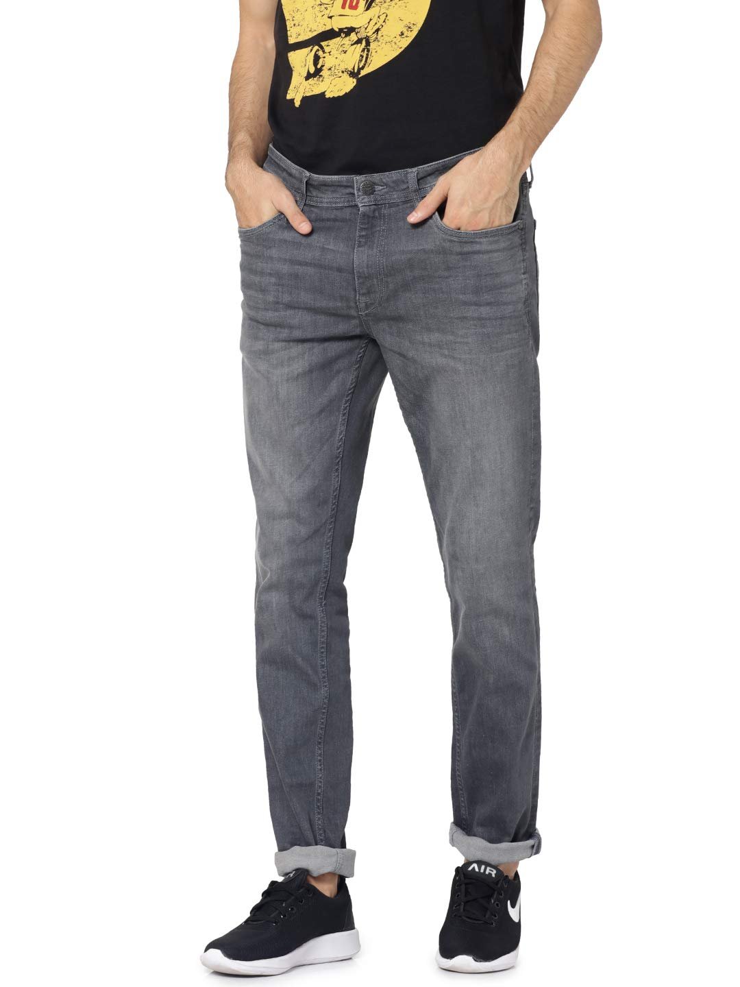 JACK & JONES Men Regular Fit Mid Rise Jeans(162027601_Medium Grey Denim_30/30)