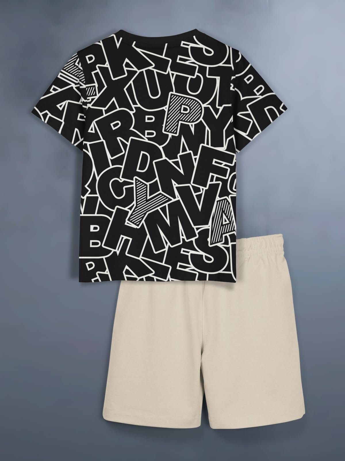 HELLCAT Cotton Blend Boys Dress Clothing Set Combo with Tshirts & Shorts - Pack 1 Black3 9-10 Years, Printed - Image 3