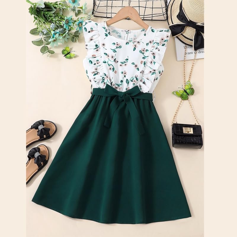 Niren Enterprise Hulk Frock with Beautiful Floral Print Baby Girl Dress (Green Hulk Frock, 9-10 Years) - Image 7