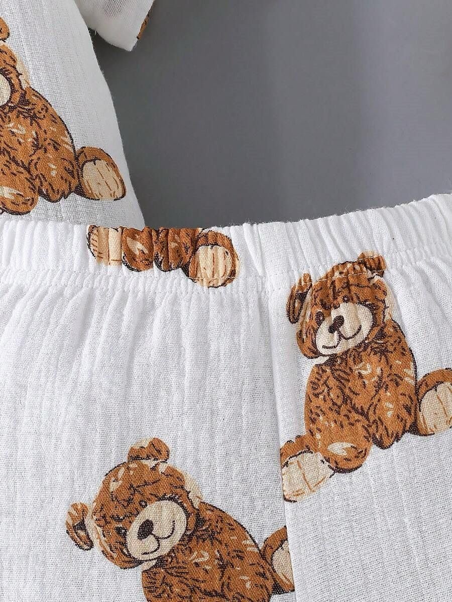 Kids Boy's Printed Cotton Blend Short Sleeve Regular Wear Shirt & Shorts Set (WHITE, 1-2 Years) - Image 3