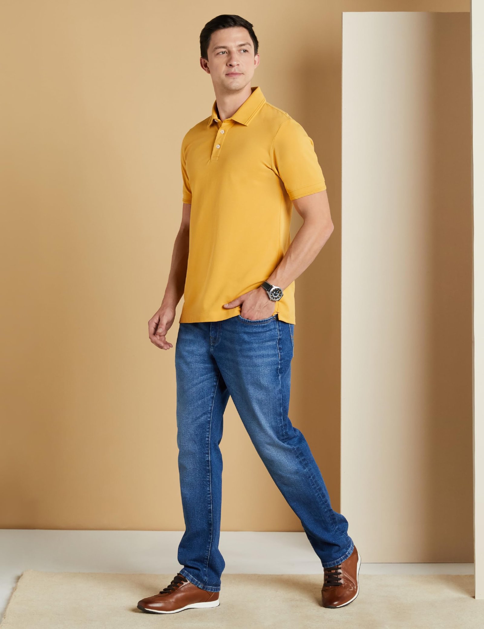 Symbol Premium Men's Cotton Stretch Mid Rise Jeans (Regular Fit) (Mid Blue_36) - Image 5