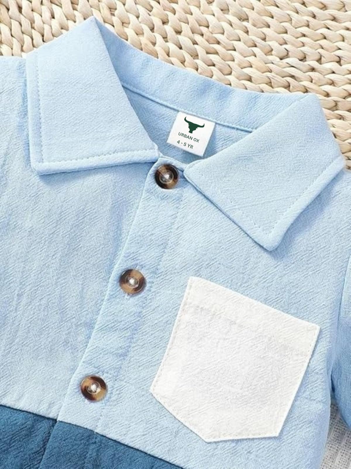 URBAN OX Stylish Boys Co-ords Set | Multi-Color Shorts & Shirt for Kids | Comfortable Wear (Blue, 5-6 Years) - Image 4