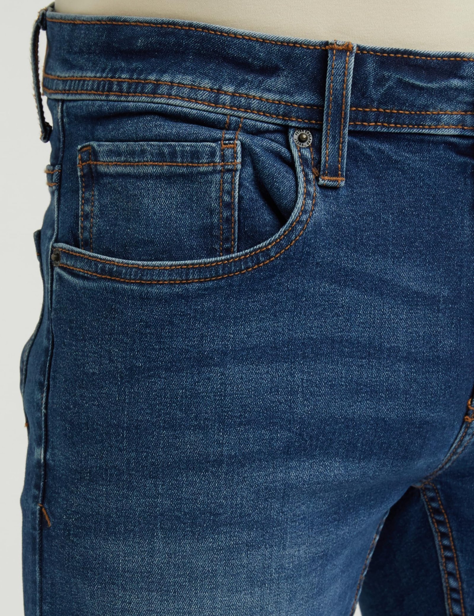 Peter England Men's Premium Skinny Fit Stretchable Mid Rise Jeans Navy, 30 - Image 4