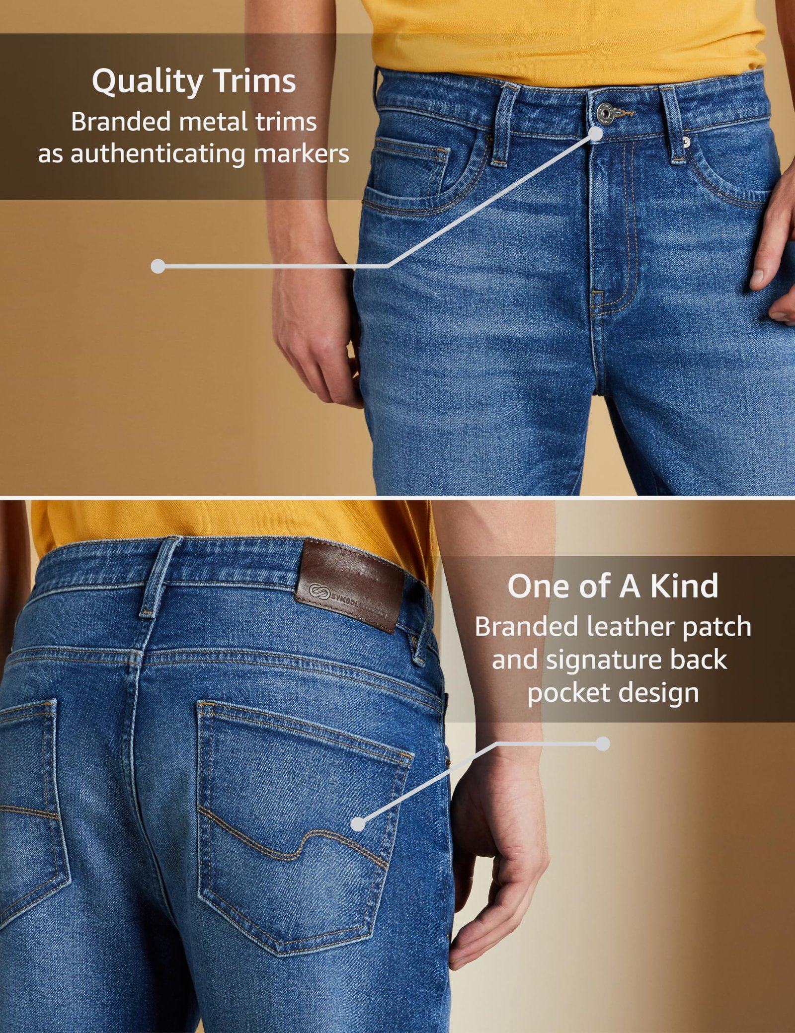 Symbol Premium Men's Cotton Stretch Mid Rise Jeans (Regular Fit) (Mid Blue_36) - Image 3