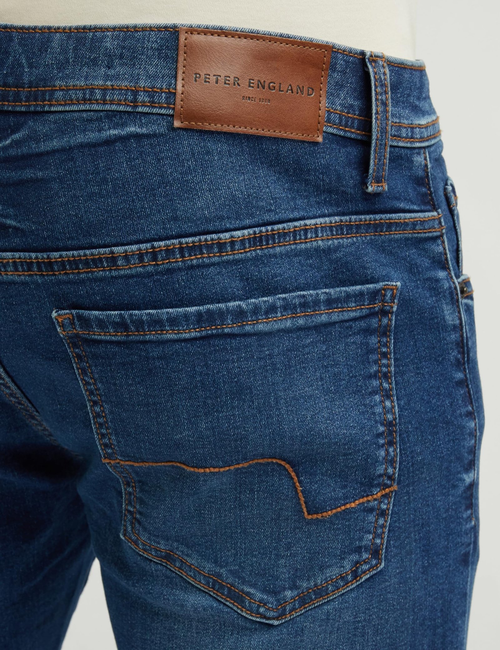 Peter England Men's Premium Skinny Fit Stretchable Mid Rise Jeans Navy, 30 - Image 3